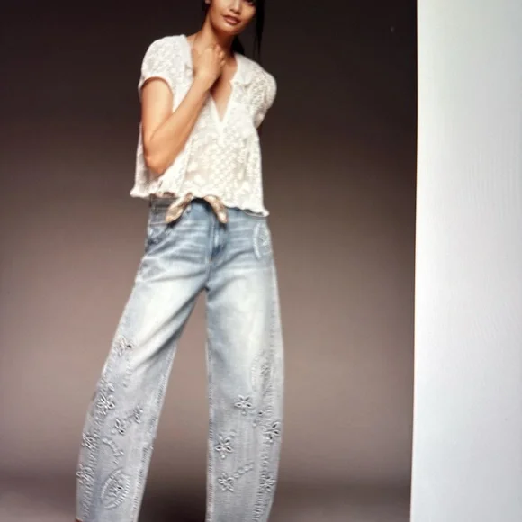 Anthropologie Maeve short sleeve sheer lace babydoll 🤍 - Picture 4 of 6